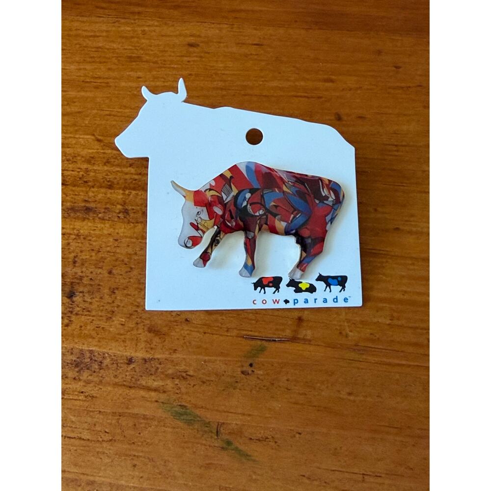 CowParade Colorful Cow Pin Multicolor Art Acrylic Statement Pin Collectable